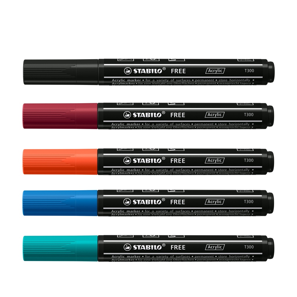 Acrylmarker STABILO  Free Acrylic T300 Urban assorti 5 stuks — afbeelding 3