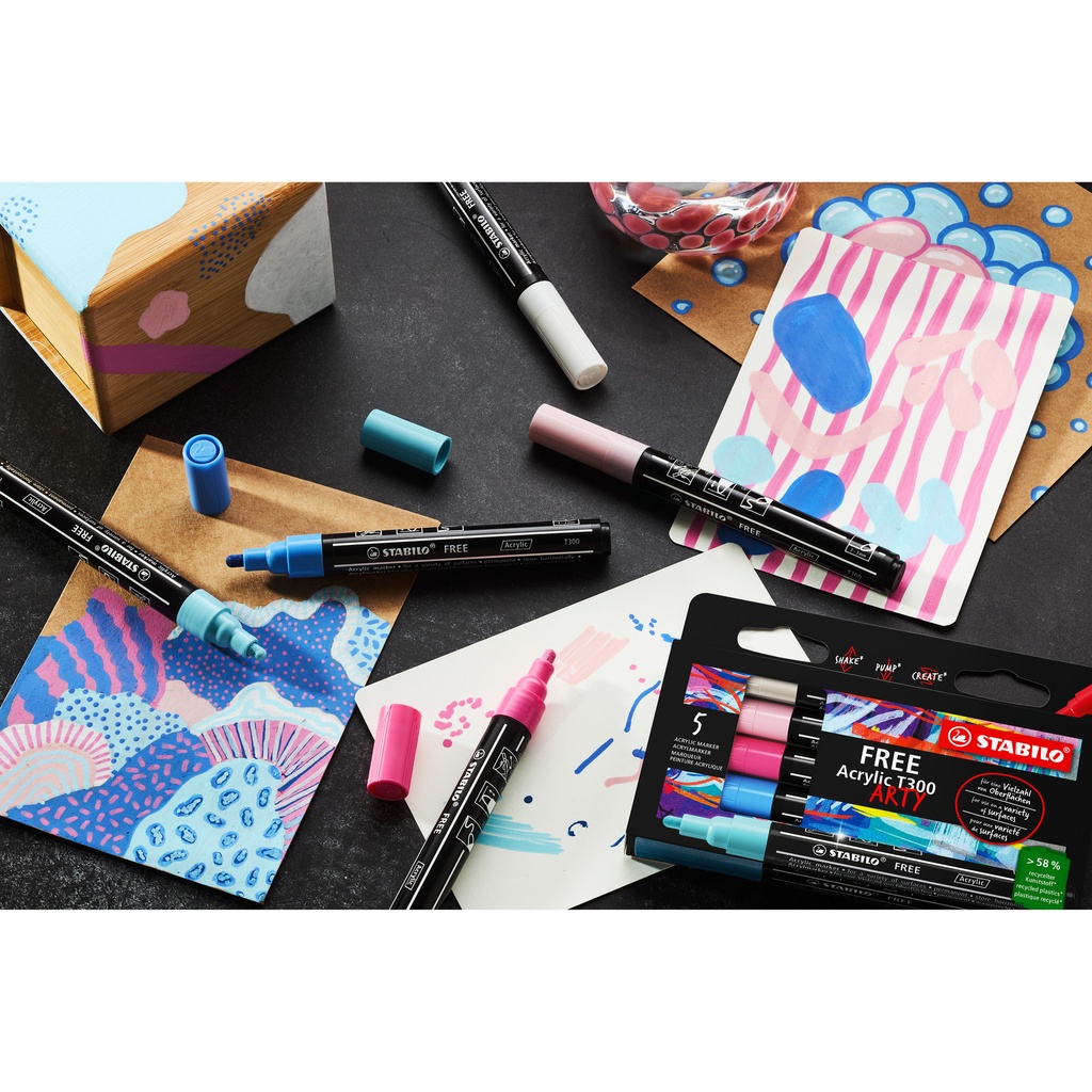Acrylmarker STABILO  Free Acrylic T300 Urban assorti 5 stuks — afbeelding 7
