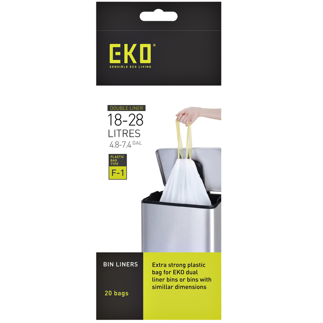 Afvalzak EKO MDPE type F1 met trekband 49x68cm 18-28L wit rol à 20 stuks — afbeelding 2