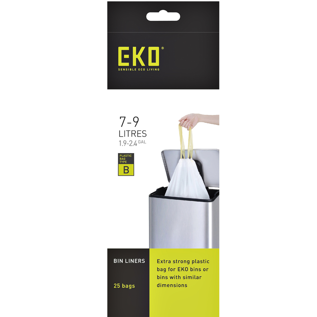 Afvalzak EKO MDPE type B met trekband 40x45cm 7-9L wit rol à 25 stuks — afbeelding 2