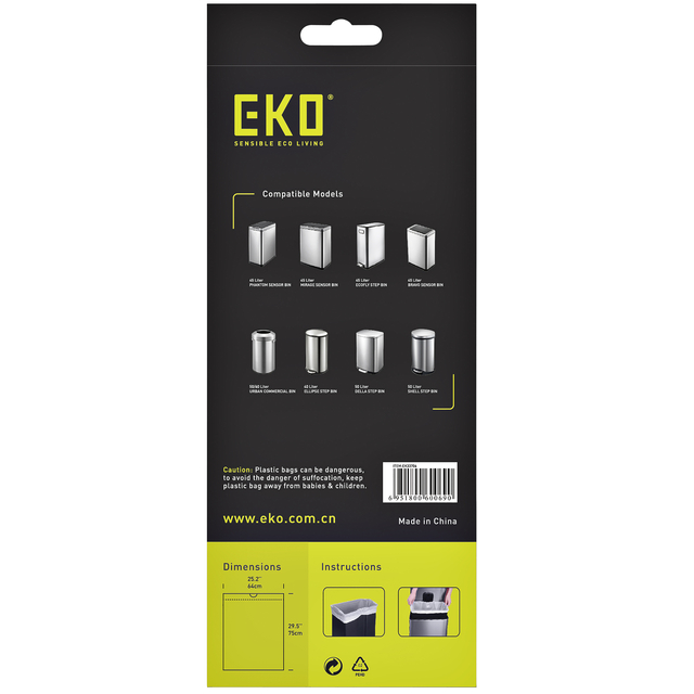 Afvalzak EKO MDPE type F met trekband 64x75cm 40-60L wit rol à 12 stuks — afbeelding 3