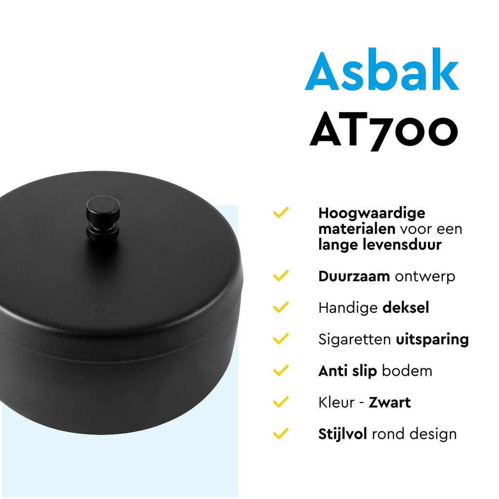 Asbak BRASQ tafelmodel 1 liter met deksel AT700 zwart — afbeelding 8