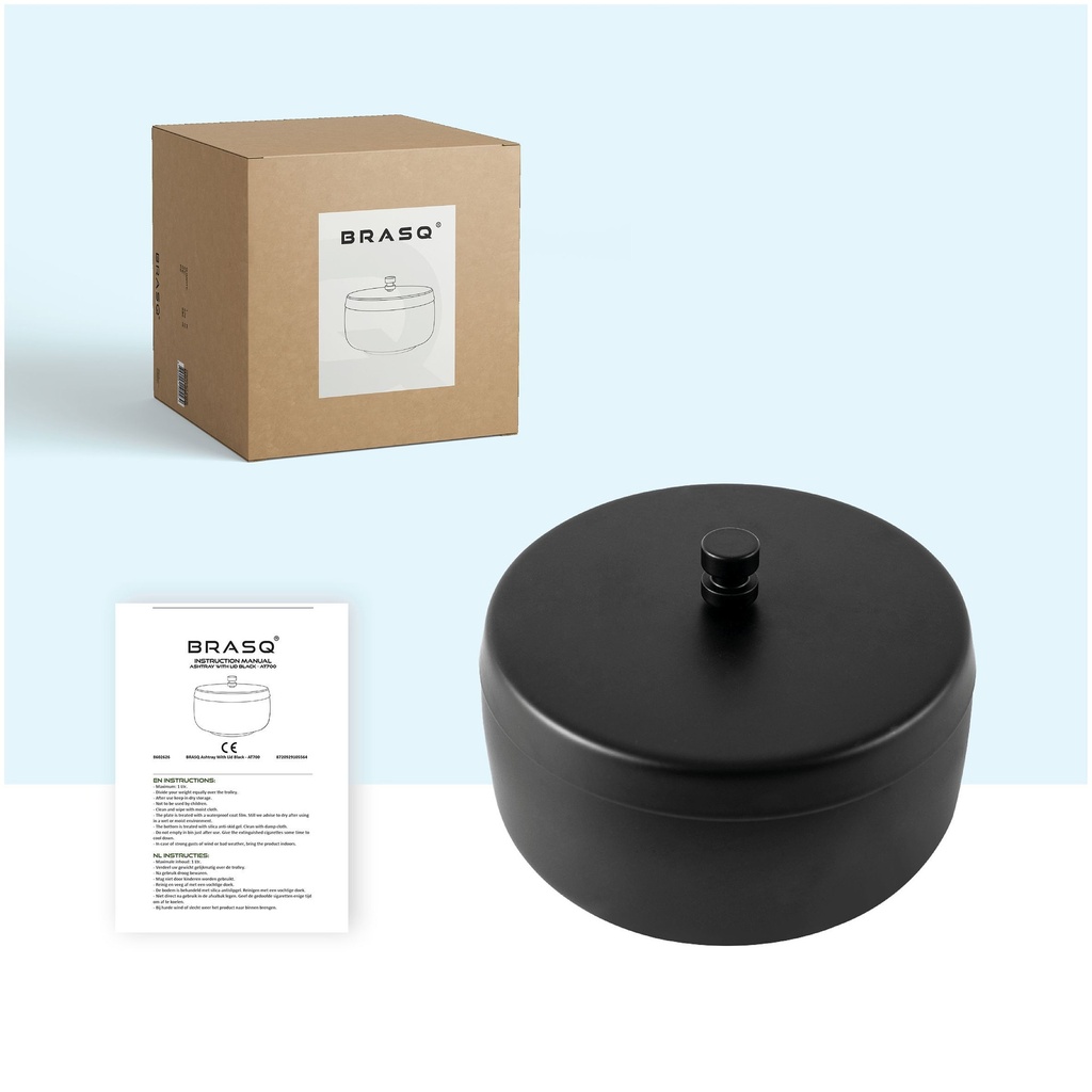 Asbak BRASQ tafelmodel 1 liter met deksel AT700 zwart — afbeelding 9