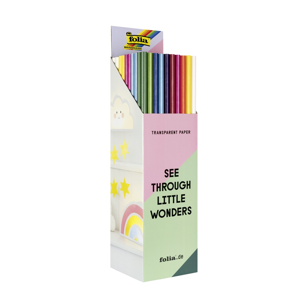 Transparant papier Folia 70x100cm 42gr assorti kleuren — afbeelding 2