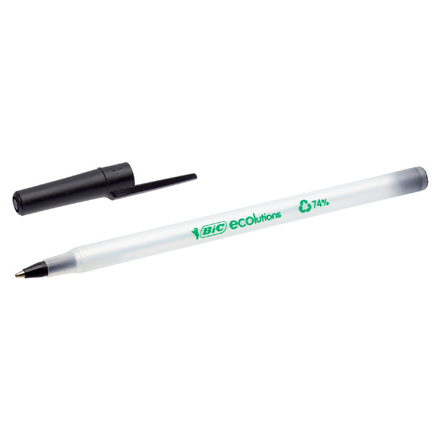 Balpen Bic Ecolutions round stic medium zwart — afbeelding 3