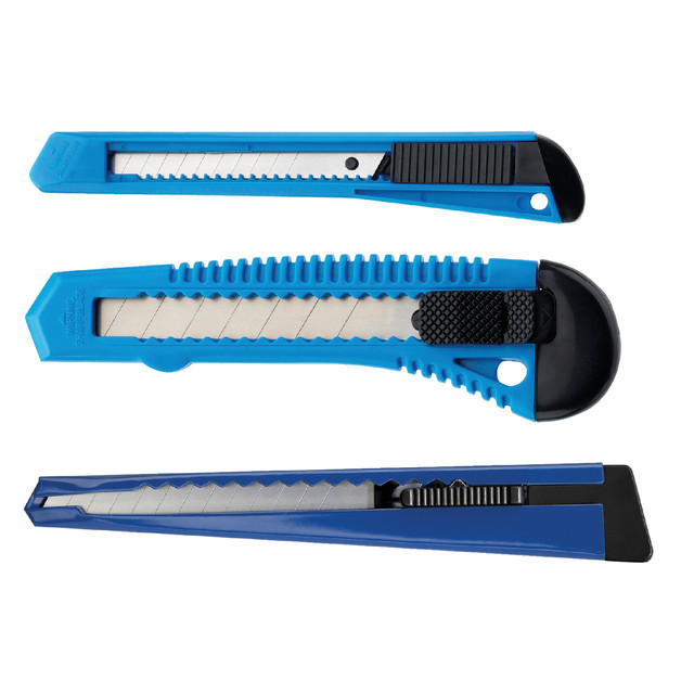 Snijmes Westcott Office 9mm met schuifsluiting en metalen houder blauw — afbeelding 2
