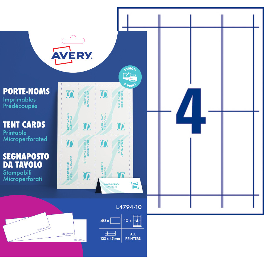Tafelnaambord Avery L4794-10 120x45mm wit 10 stuks — afbeelding 2