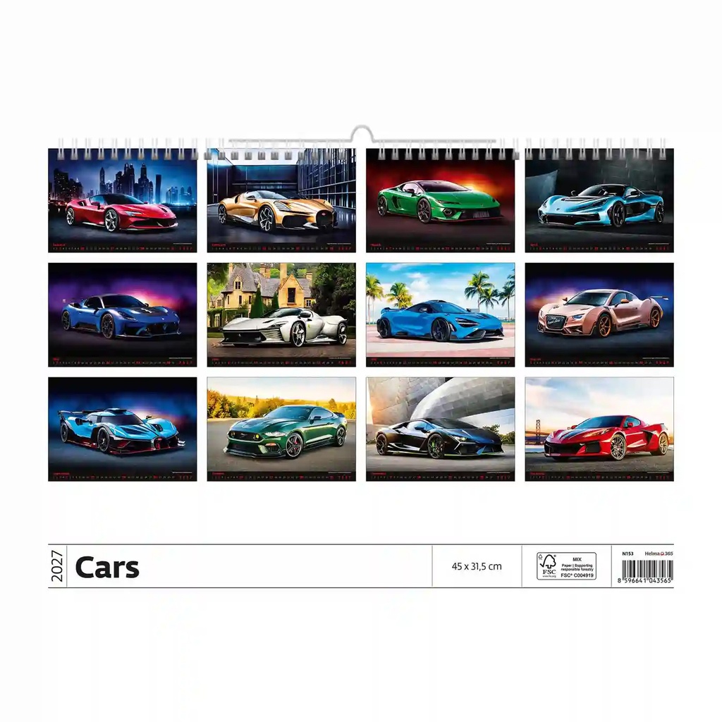 Kalender 2027 Helma 365 31.5x45cm autos — afbeelding 2