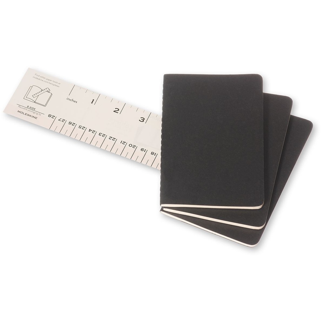 Schrift Moleskine 90x140mm blanco 240 pagina's 70gr zwart set à 3 stuks — afbeelding 5