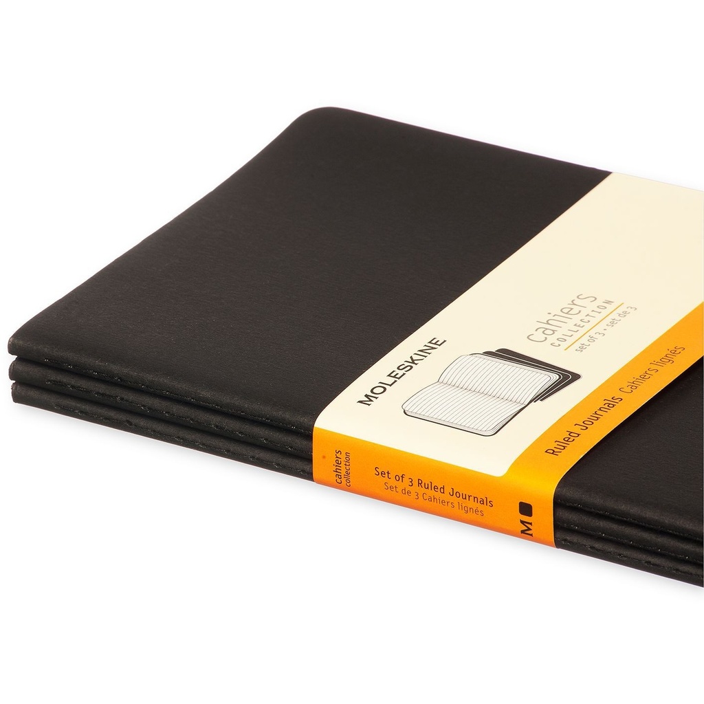 Schrift Moleskine 130x210mm lijn 160 pagina's 70gr zwart set à 3 stuks — afbeelding 2