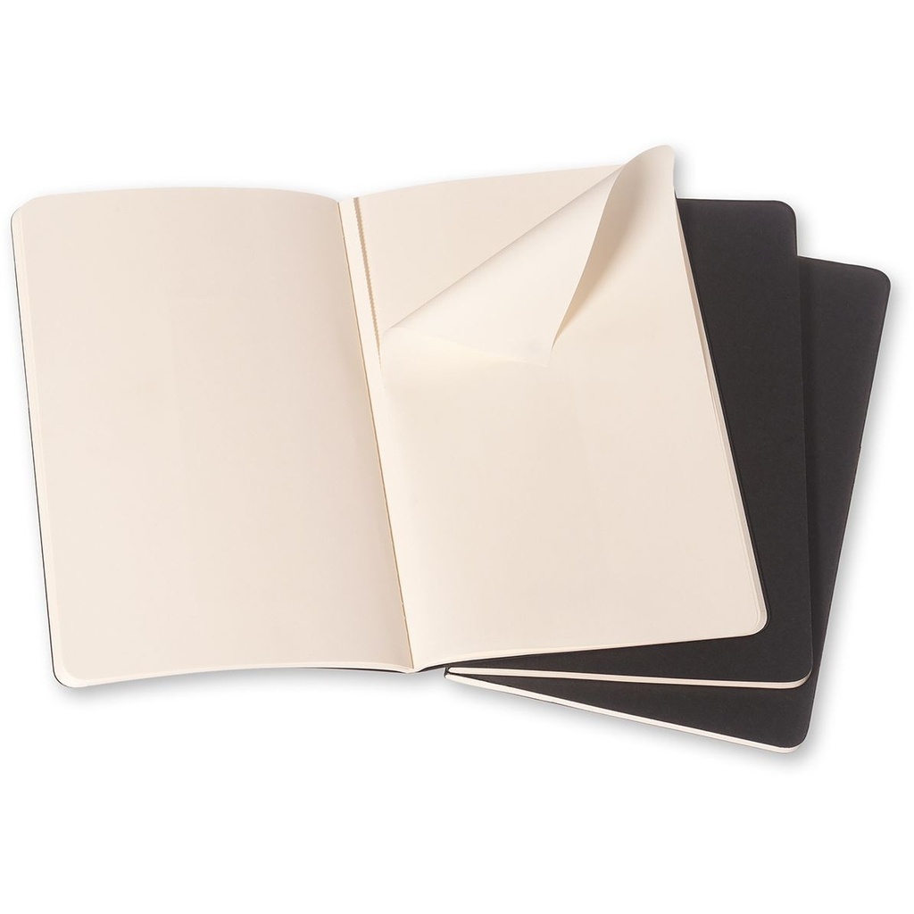 Schrift Moleskine 130x210mm blanco 160 pagina's 70gr zwart set à 3 stuks — afbeelding 3