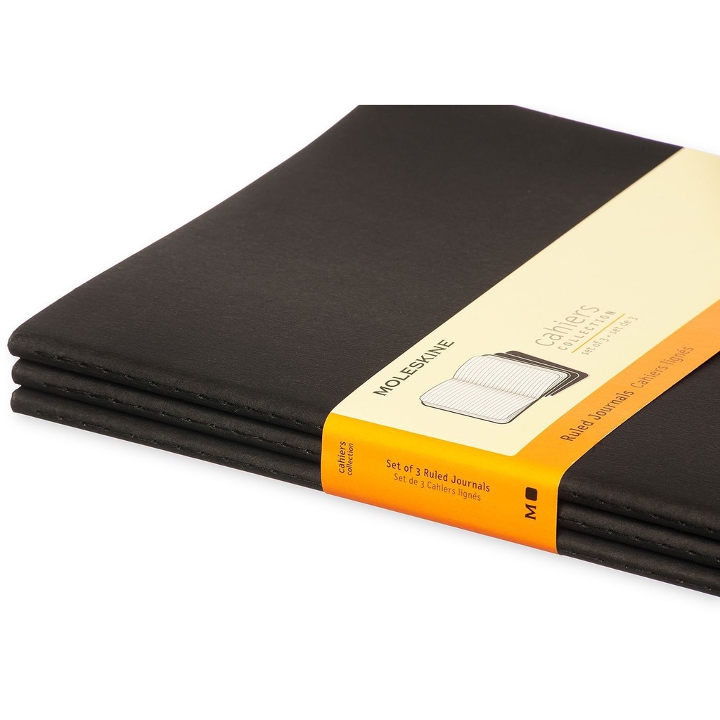 Schrift Moleskine 190x250mm lijn 240 pagina's 70gr zwart set à 3 stuks — afbeelding 2