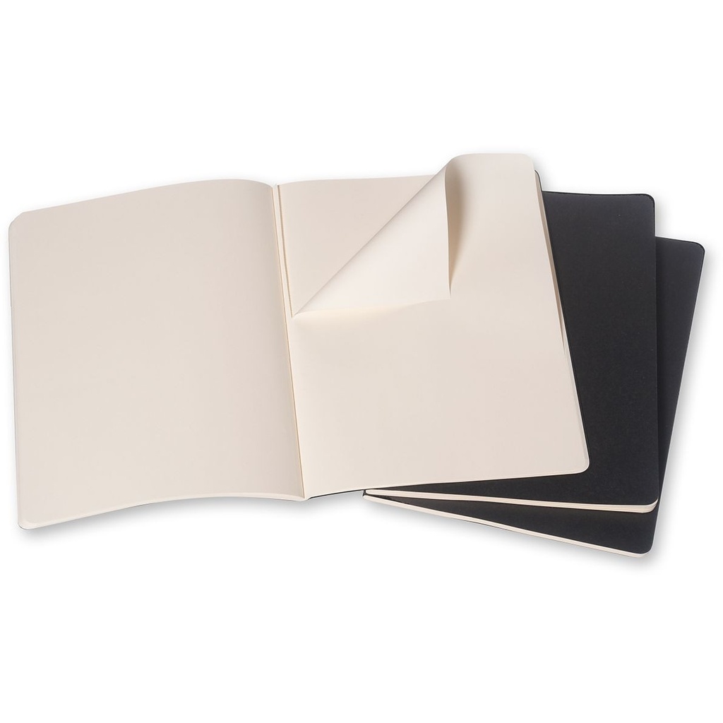 Schrift Moleskine 190x250mm blanco 240 pagina's 70gr zwart set à 3 stuks — afbeelding 3