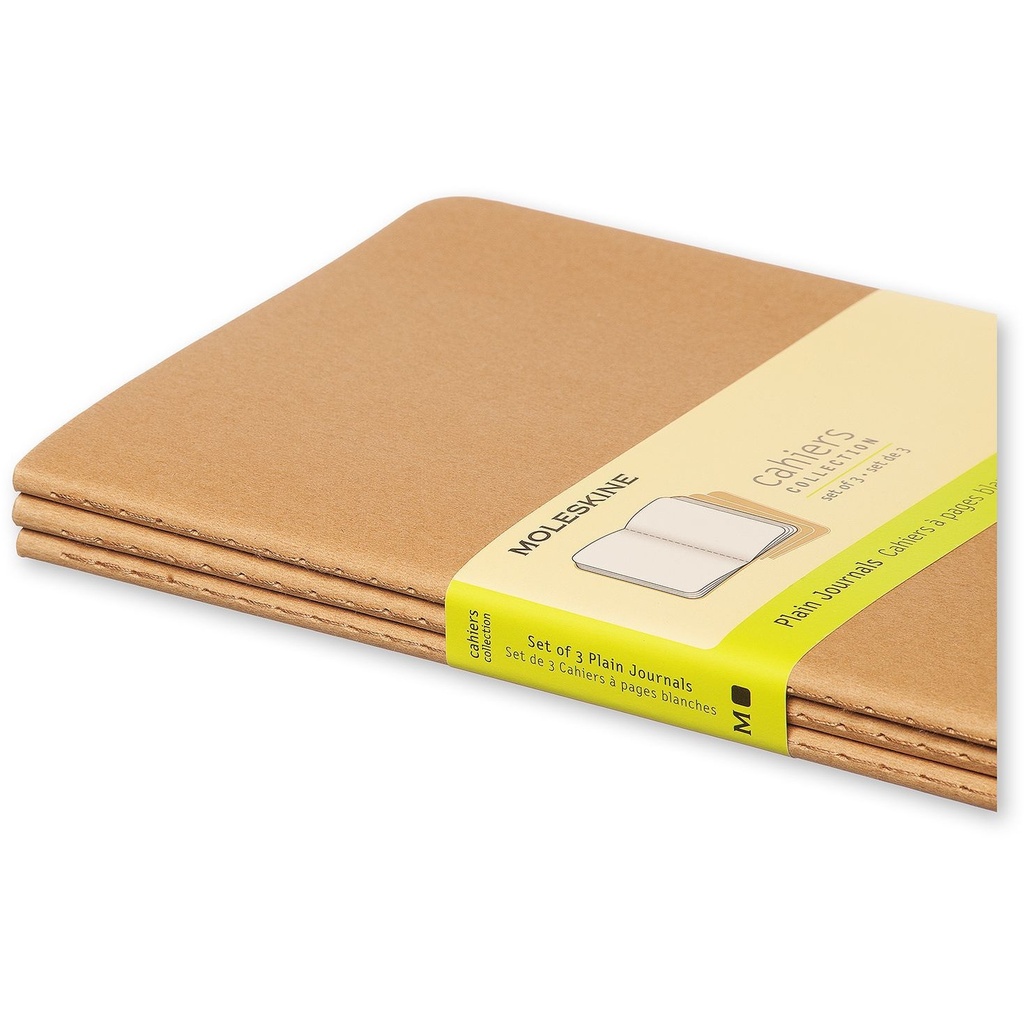 Schrift Moleskine 130x210mm blanco 160 pagina's 70gr kraft set à 3 stuks — afbeelding 2