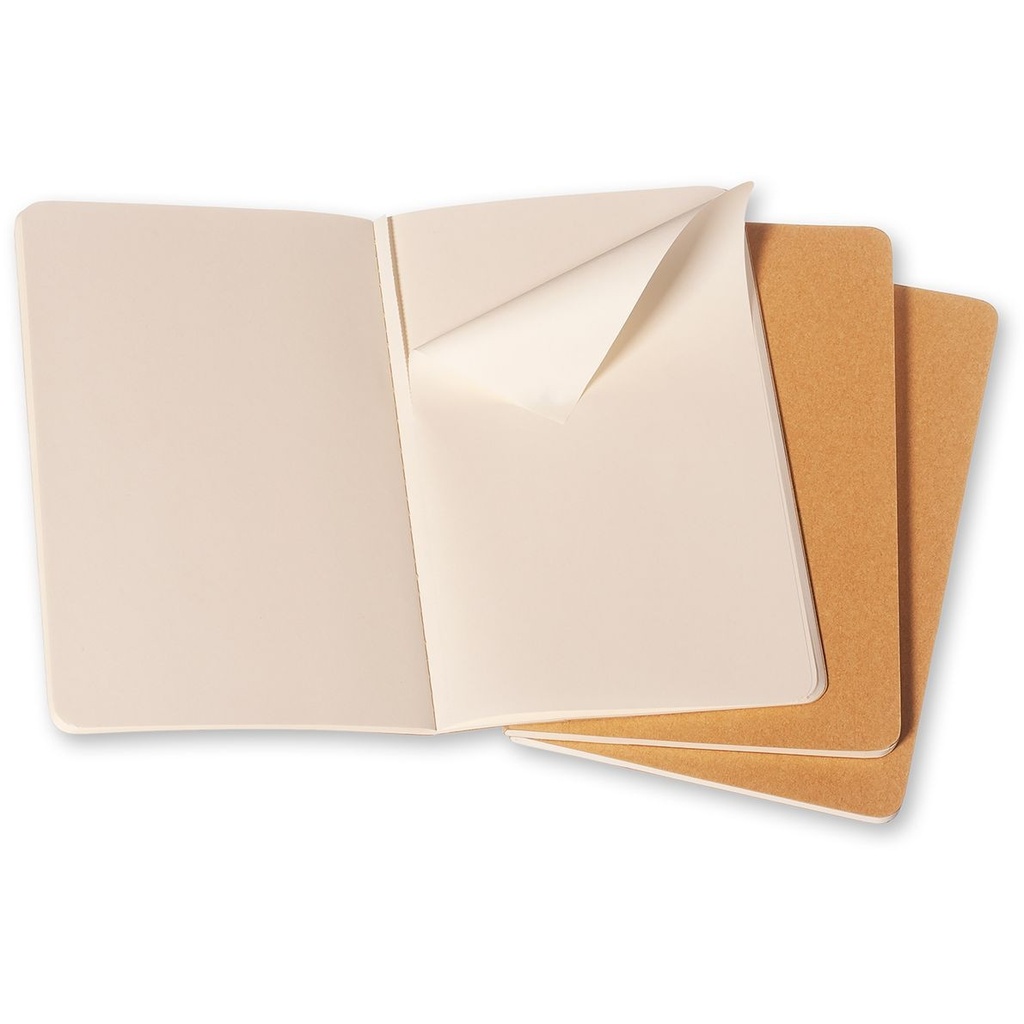 Schrift Moleskine 130x210mm blanco 160 pagina's 70gr kraft set à 3 stuks — afbeelding 3