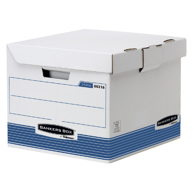 Archiefdoos Bankers Box System flip top kubus wit blauw — afbeelding 2