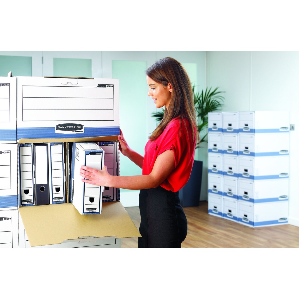 Archiefdoos Bankers Box System A4 150mm wit blauw — afbeelding 2