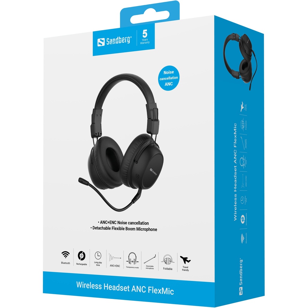 Sandberg Wireless Headset ANC FlexMic – productfoto