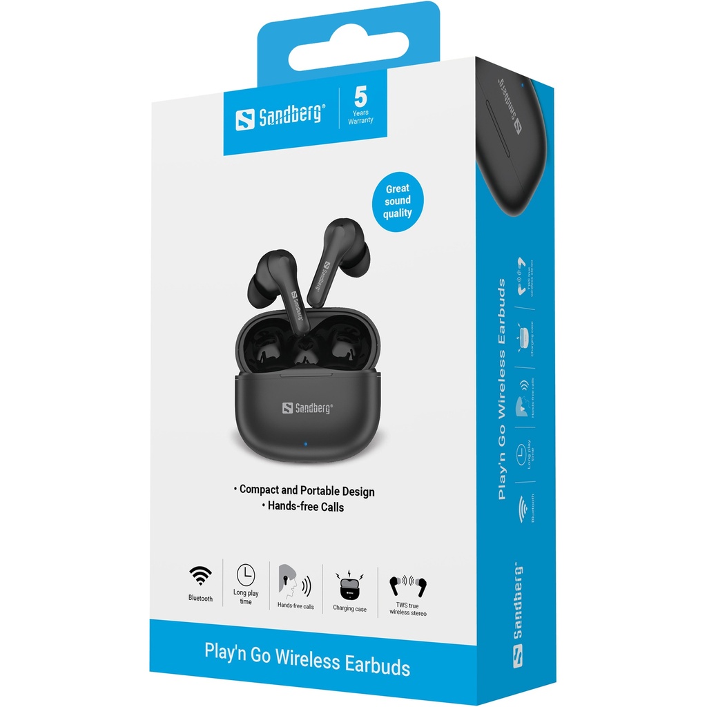 Sandberg Play'n Go Wireless Earbuds – productfoto