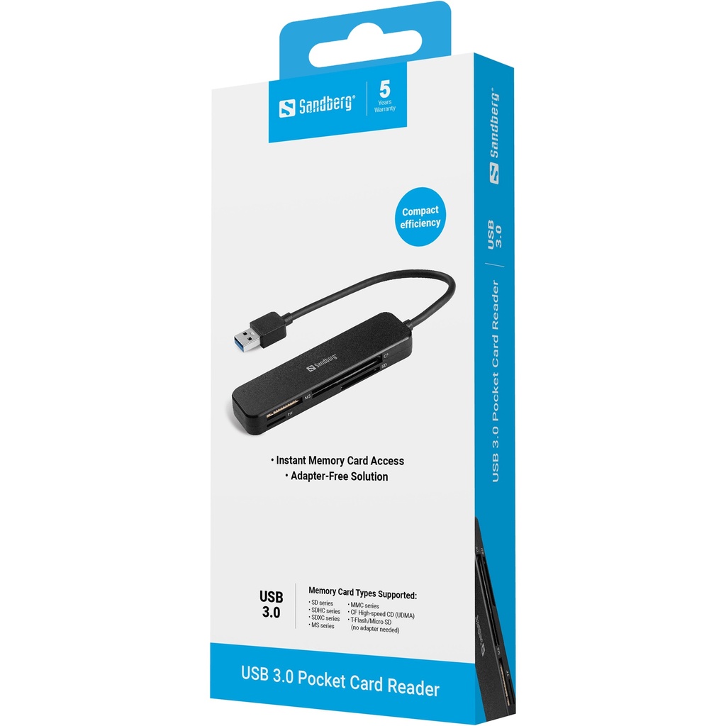 Sandberg USB 3.0 Pocket Card Reader – productfoto