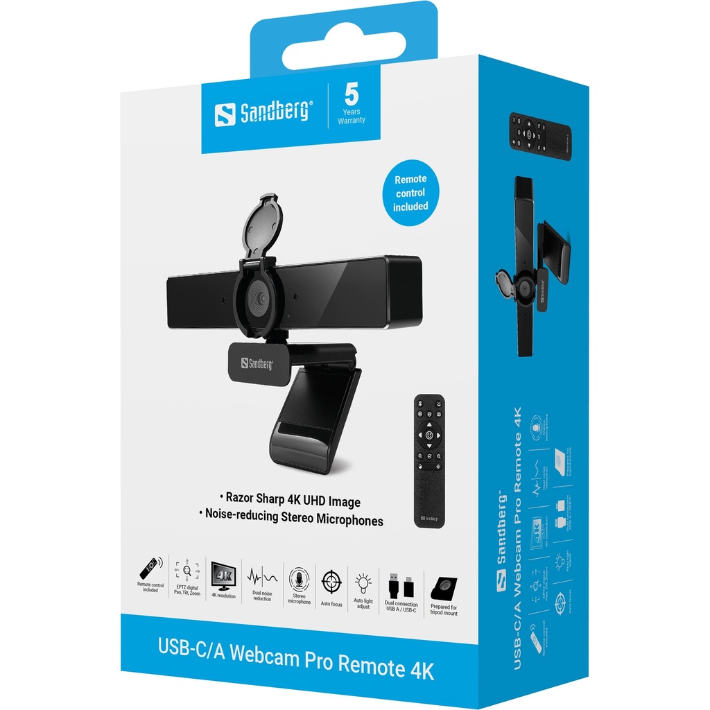 Sandberg USB-C/A Webcam Pro Remote 4K – productfoto