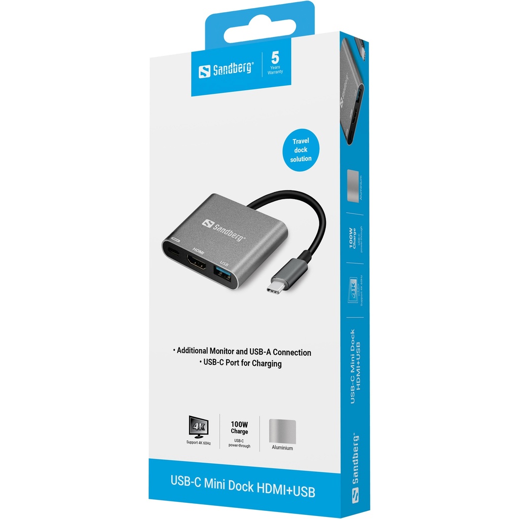 Sandberg USB-C Mini Dock HDMI+USB – productfoto