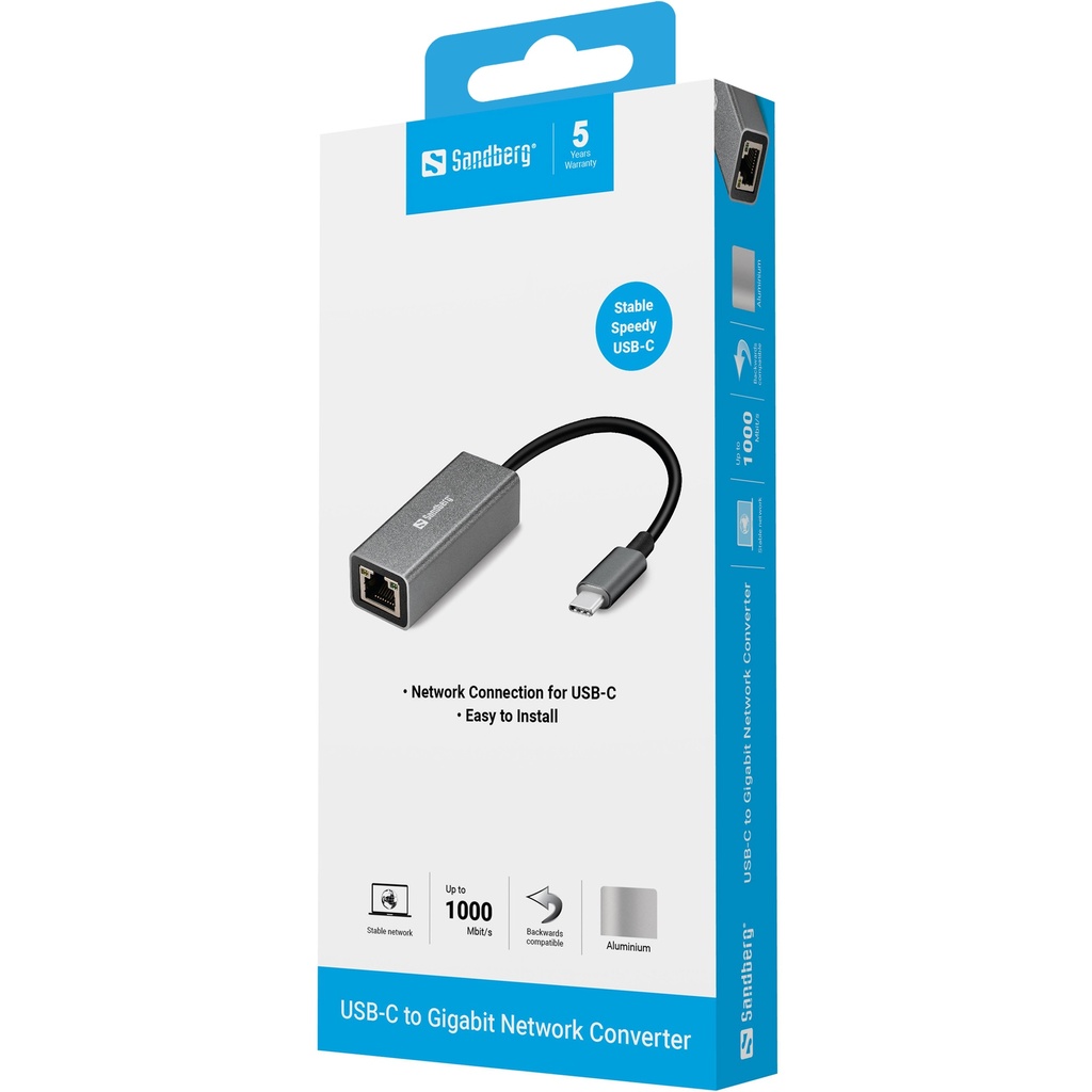 Sandberg USB-C Gigabit Network Adapter – productfoto
