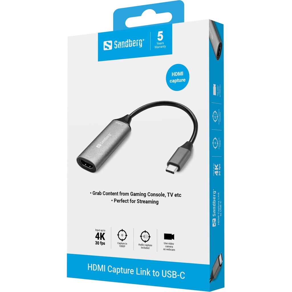 Sandberg HDMI Capture Link to USB-C – productfoto