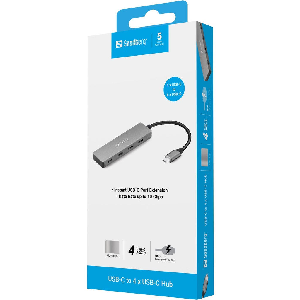 Sandberg USB-C to 4 x USB-C Hub – productfoto
