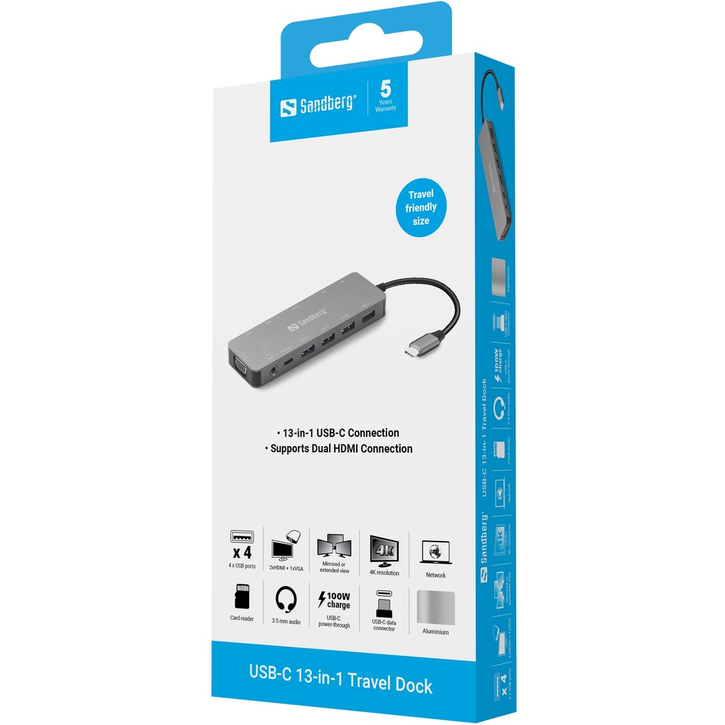 Sandberg USB-C 13-in-1 Travel Dock – productfoto