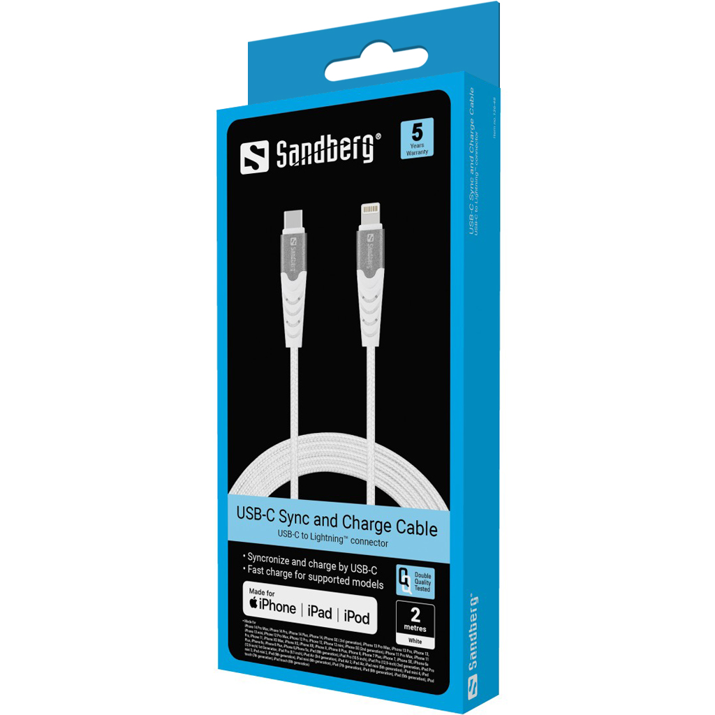 Sandberg USB-C PD to Lightning MFI 2M PRO – productfoto