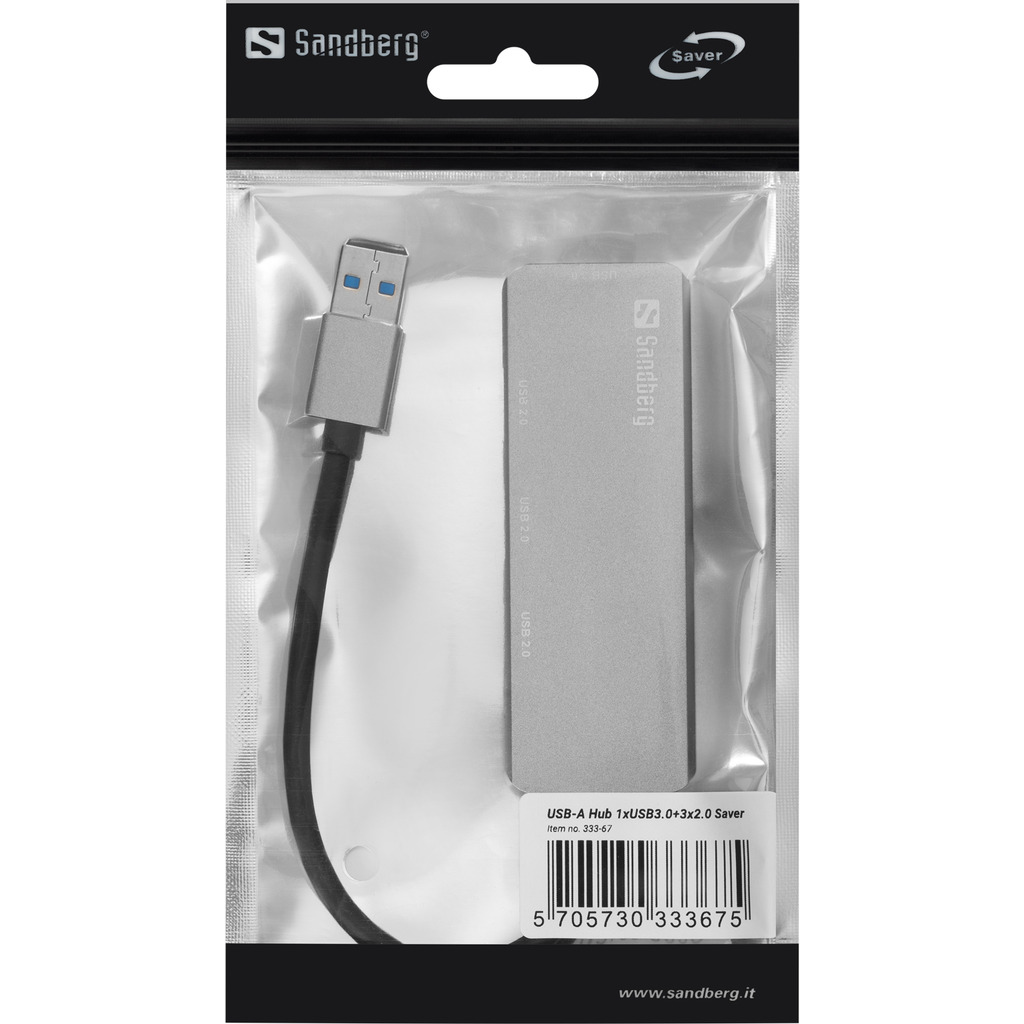 Sandberg USB-A Hub 1xUSB3.0+3x2.0 SAVER – productfoto