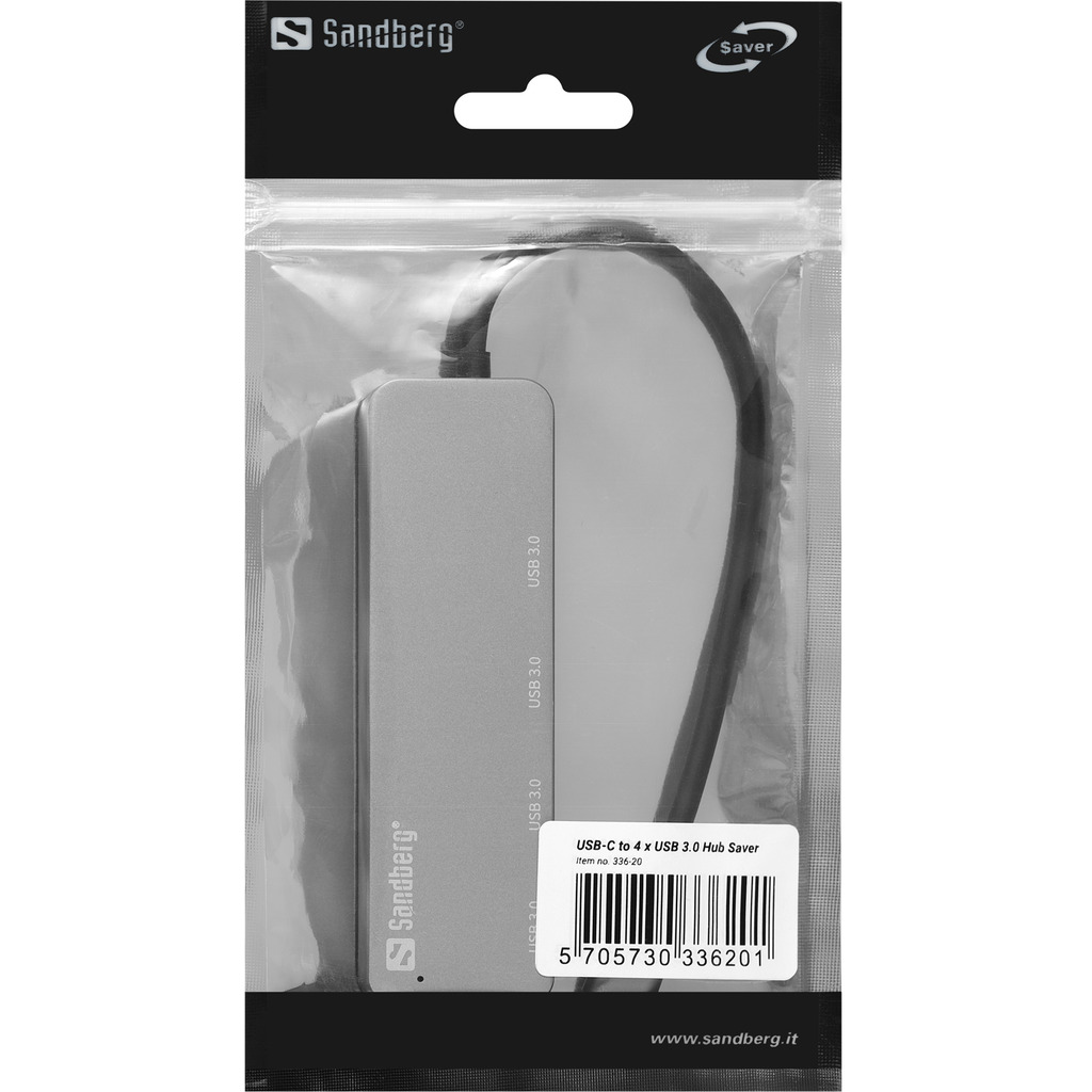 Sandberg USB-C to 4 x USB 3.0 Hub SAVER – productfoto