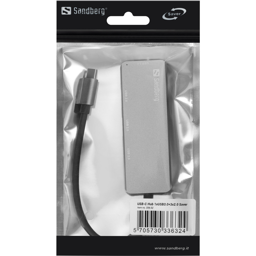 Sandberg USB-C Hub 1xUSB3.0+3x2.0 SAVER – productfoto