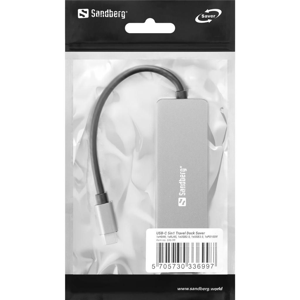 Sandberg USB-C 5in1 Travel Dock Saver – productfoto