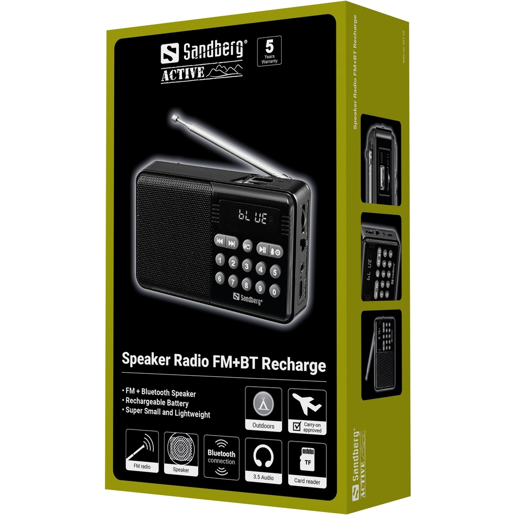 Sandberg Speaker Radio FM+BT Recharge – productfoto