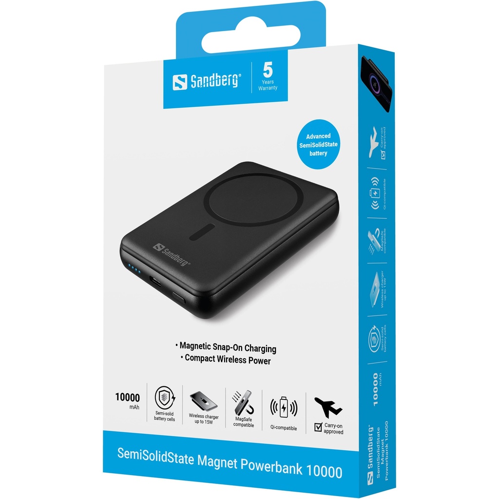 Sandberg SemiSolidState Magnet Powerbank 10000 – productfoto