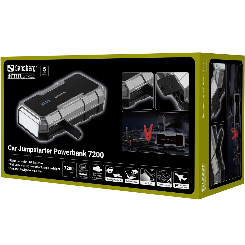 Sandberg Car Jumpstarter Powerbank 7200 – productfoto