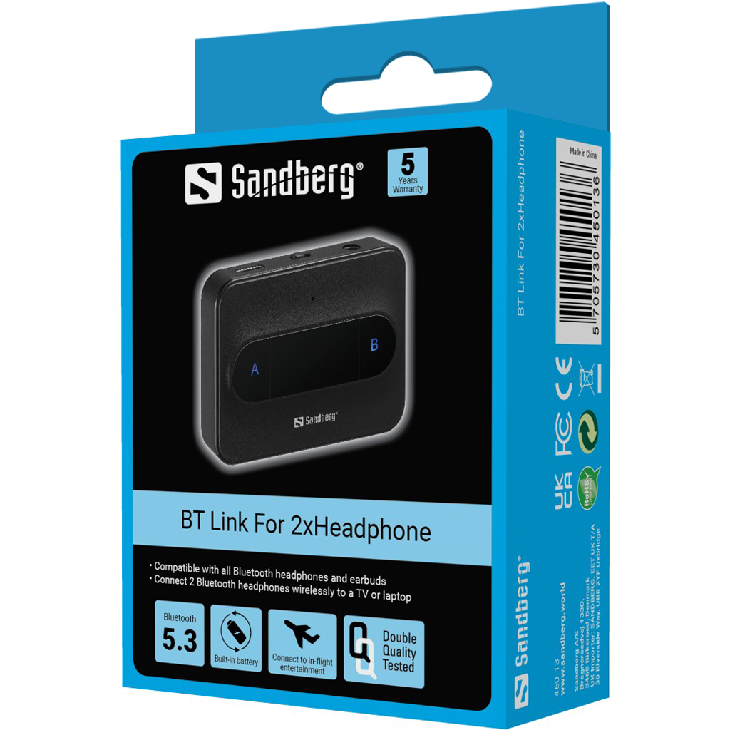 Sandberg BT Link For 2xHeadphone – productfoto