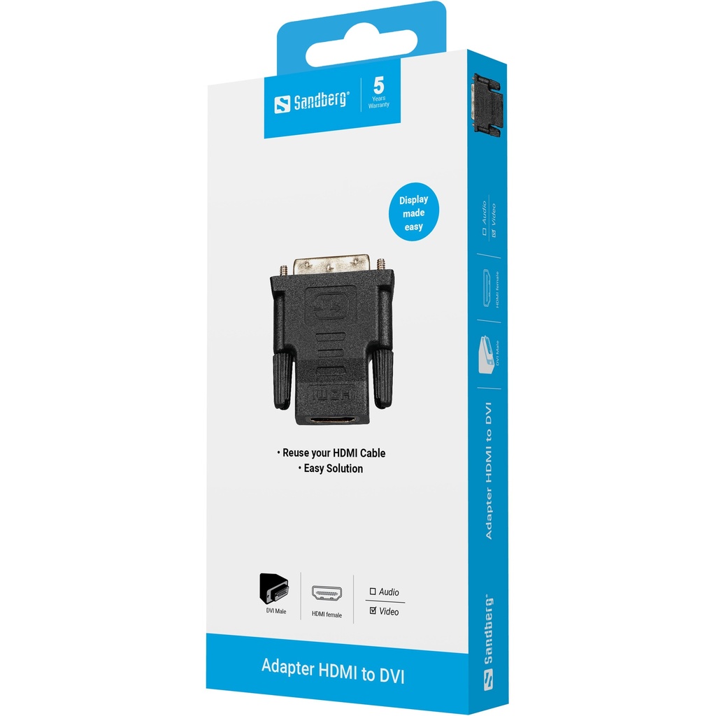 Sandberg Adapter DVI-M - HDMI-F – productfoto