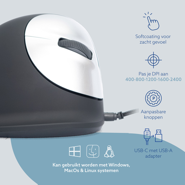 Muis R-Go Ergonomisch HE Break Draad Rechts M — afbeelding 5