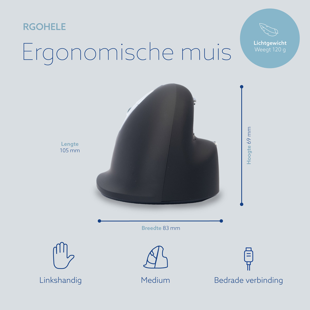 Muis R-Go Ergonomisch HE Break Draad Links M — afbeelding 5