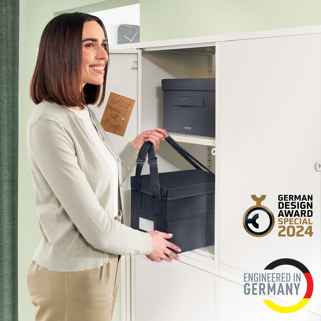 Opbergtas Leitz gestofferd met deksel compact grijs — afbeelding 2