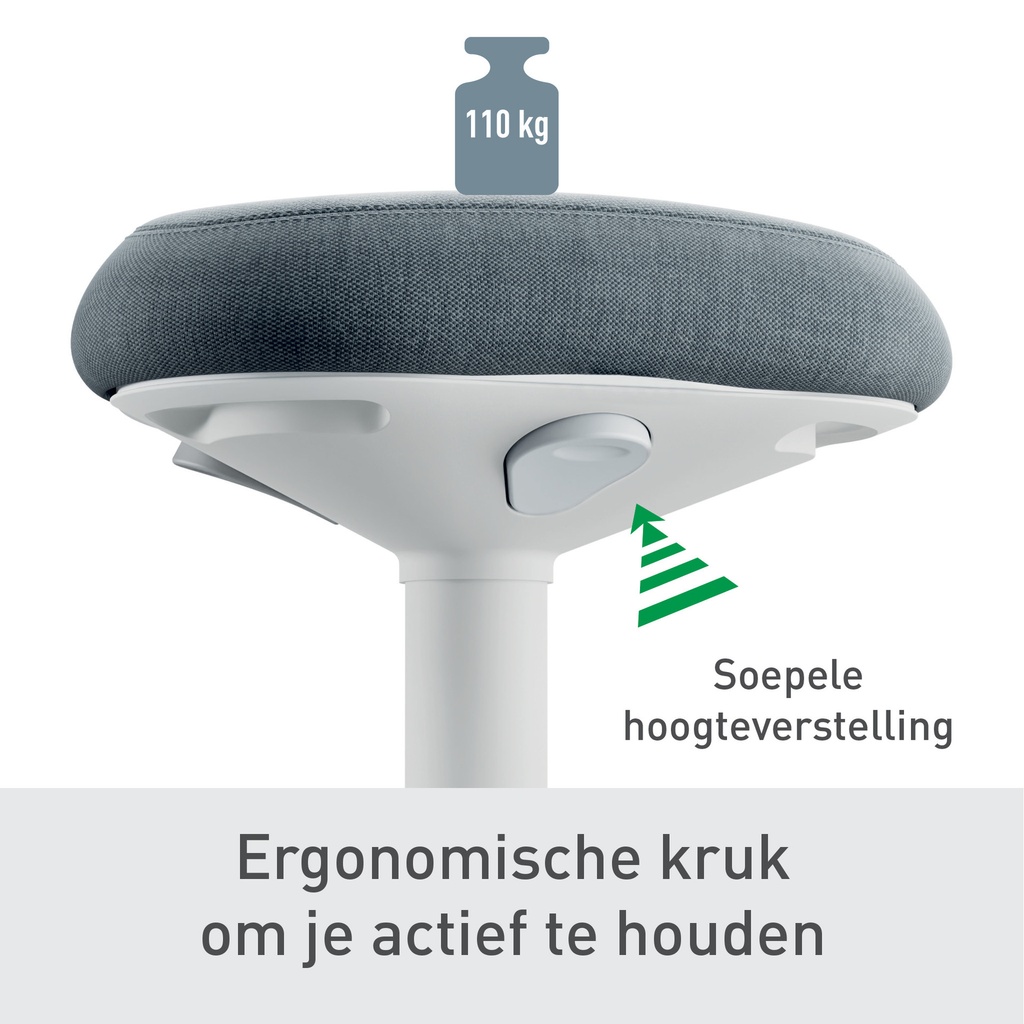 Actieve zit-sta kruk Leitz Ergo met gasveer 57-82 cm grijs — afbeelding 5
