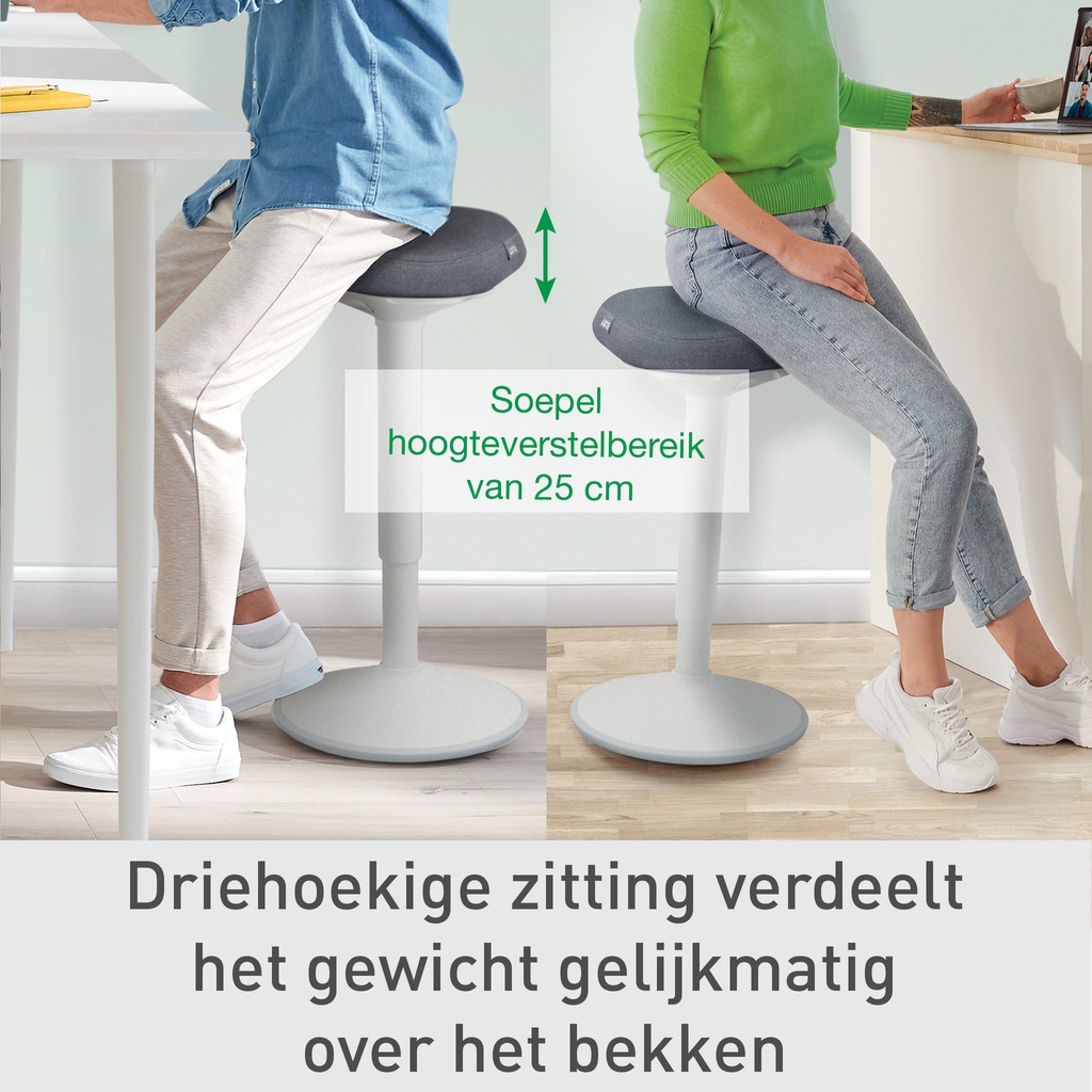 Actieve zit-sta kruk Leitz Ergo met gasveer 57-82 cm grijs — afbeelding 8