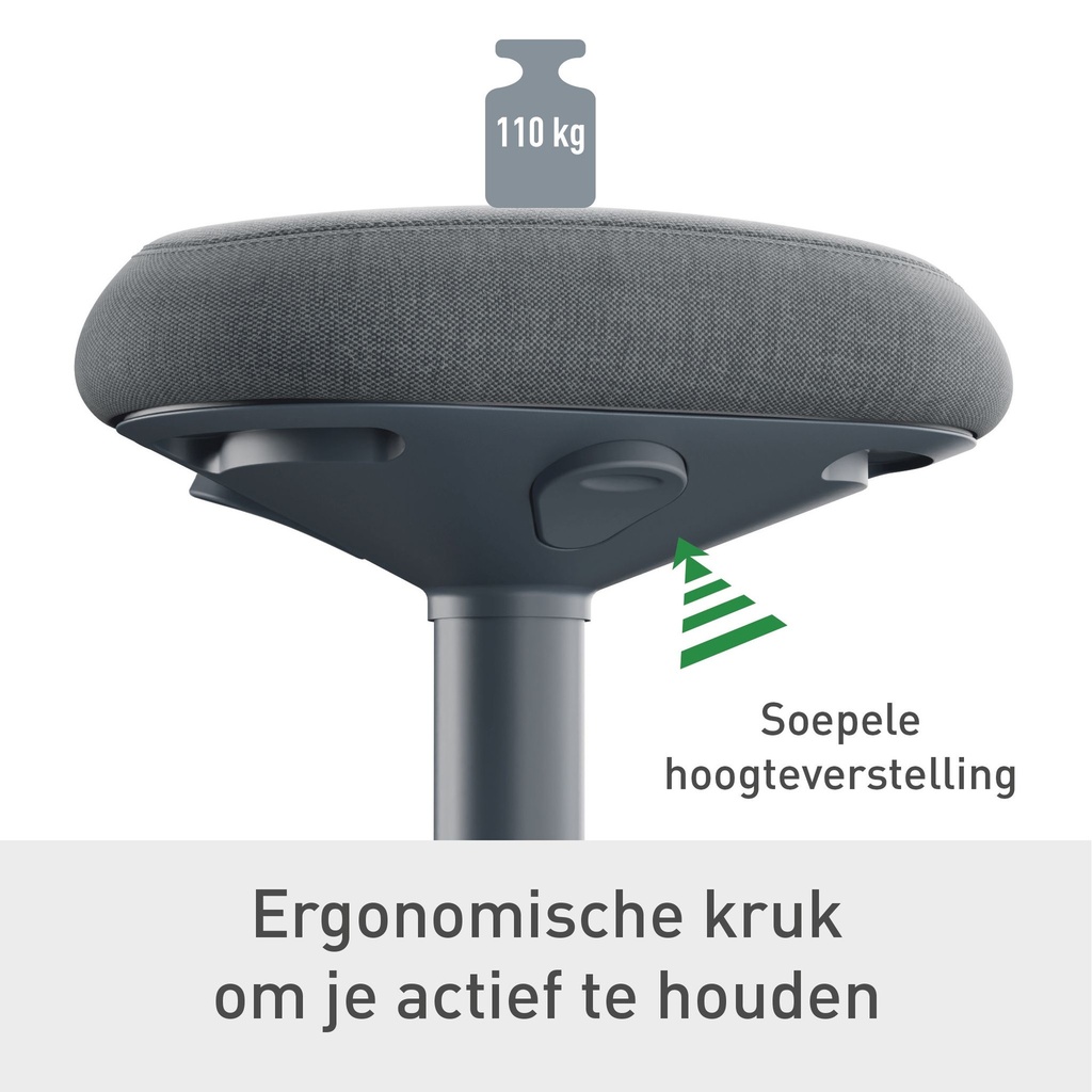 Actieve zit-stakruk Leitz Ergo met gasveer 57-82cm zwart — afbeelding 5