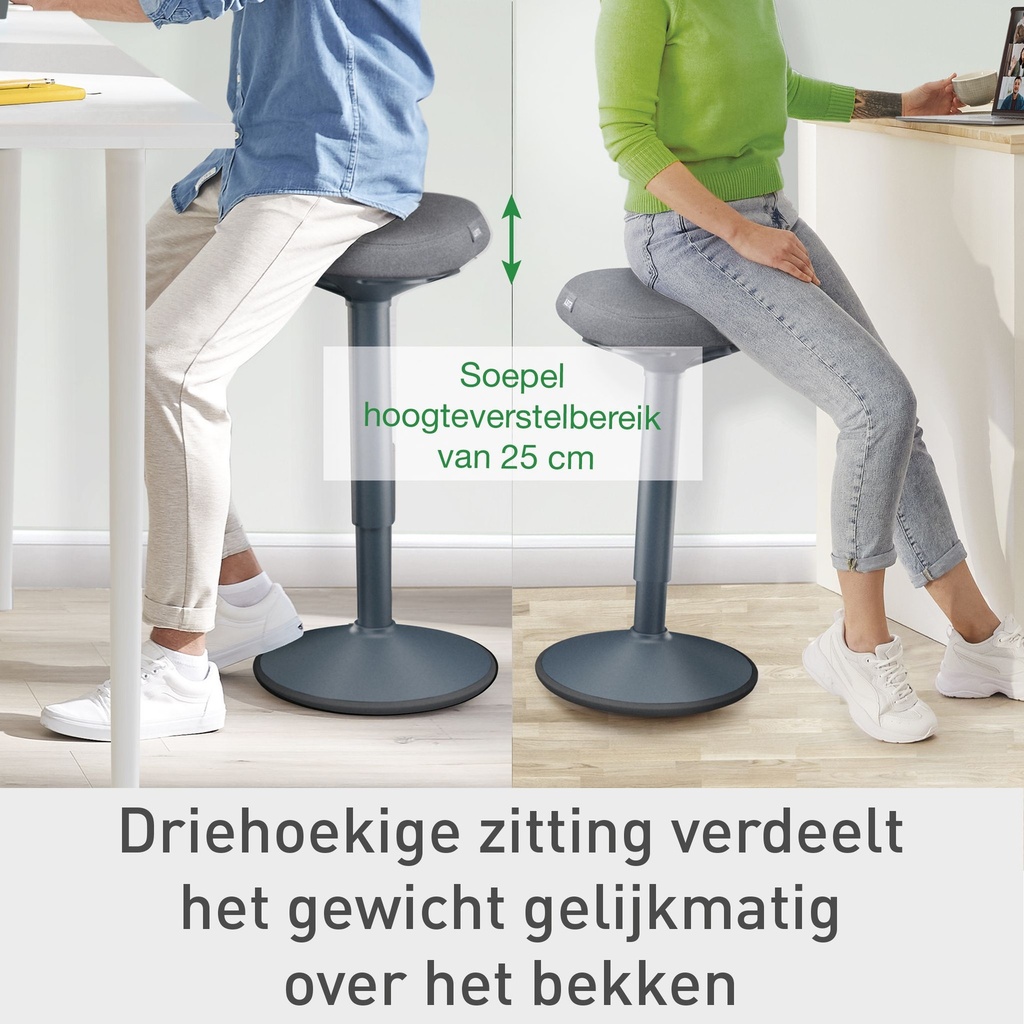 Actieve zit-stakruk Leitz Ergo met gasveer 57-82cm zwart — afbeelding 6