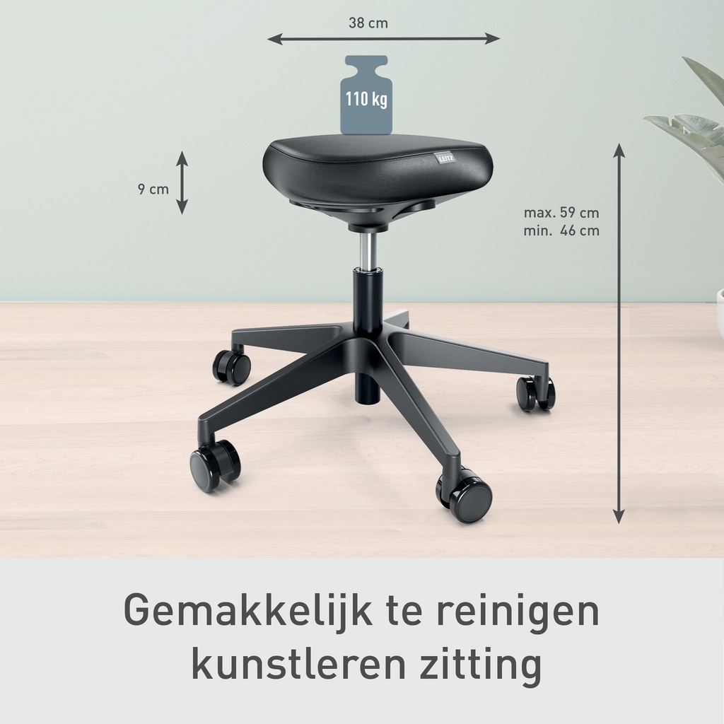 Actieve zitkruk Leitz Ergo met wieltjes en comfortzitting — afbeelding 2
