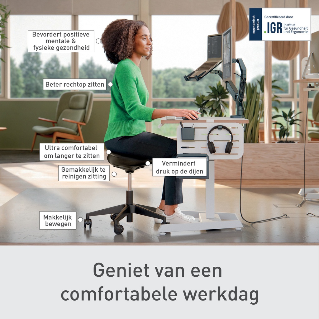 Actieve zitkruk Leitz Ergo met wieltjes en comfortzitting — afbeelding 6