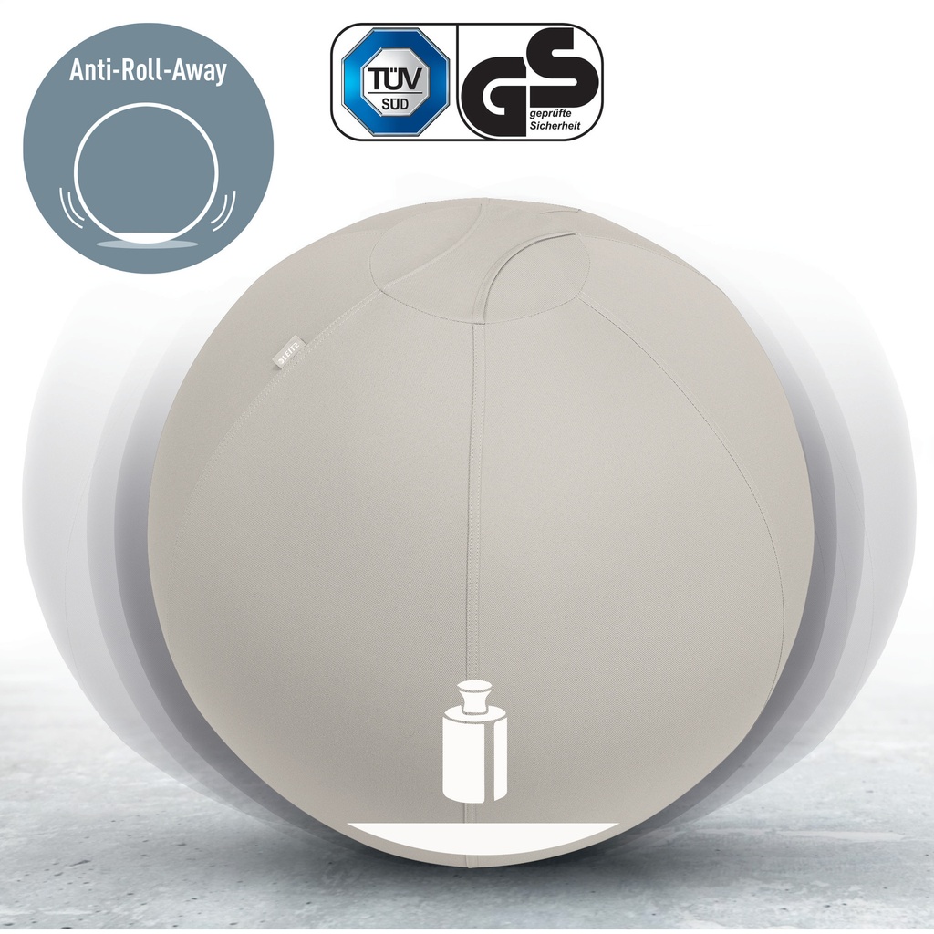 Actieve zitbal Leitz Ergo 65cm anti-rol lichtgrijs — afbeelding 3